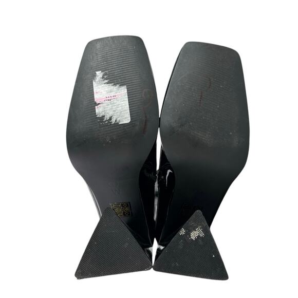 Public Desire Wide Fit Supreme Black Patent Leather Square Toe Ankle Boots Sz 7 - Picture 4 of 7